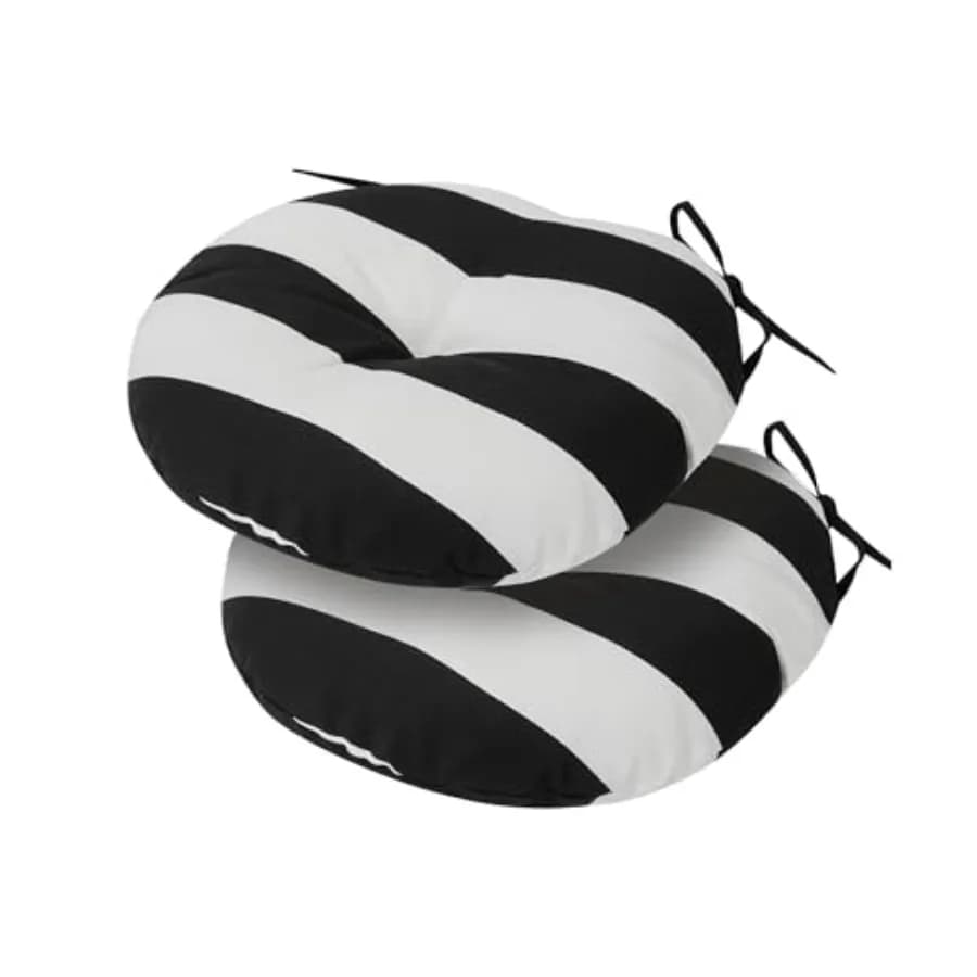 Cuscini per sedie da bistrot, set da 2 cuscini rotondi trapuntati da 15 pollici con lacci, 15"x15"x4", cuscino rotondo resistente all'acqua per sedie da bistrot.