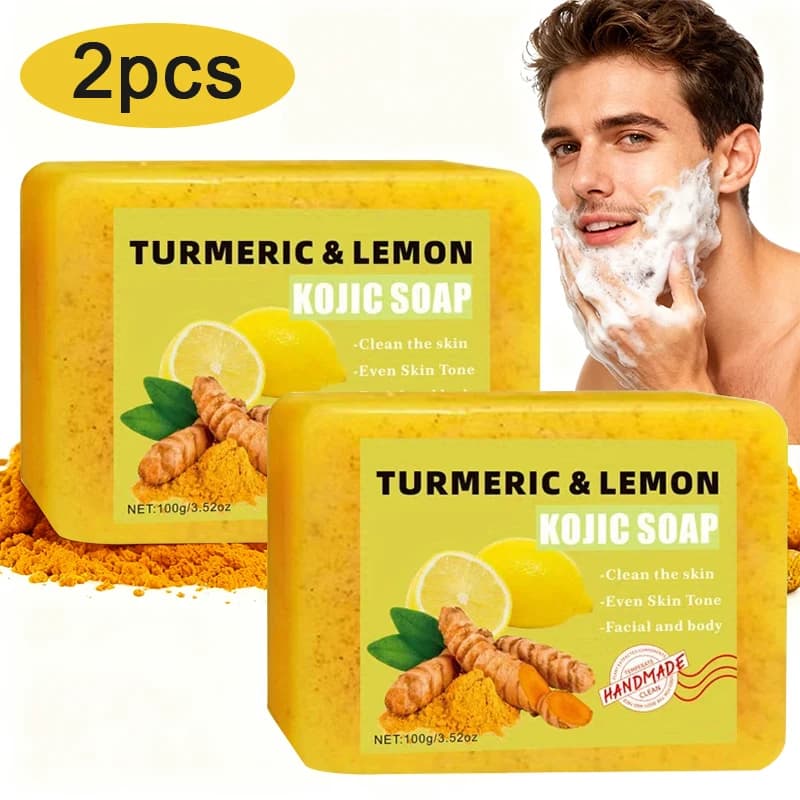 Citric acid soap with curcuma 2 pieces, delicate cleaning, body bath, moisturizing, moisturizing for the skin, suitable for all skin types, Unise