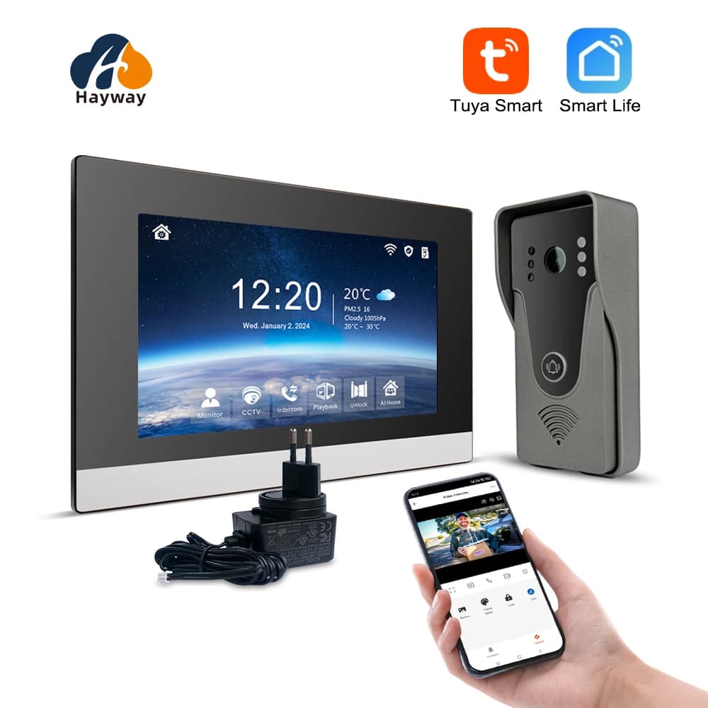 Citofono con sistema citofonico visivo 1080P per casa TUYA WiFi wireless intelligente con campanello per visione notturna a infrarossi Rilevazione movimento