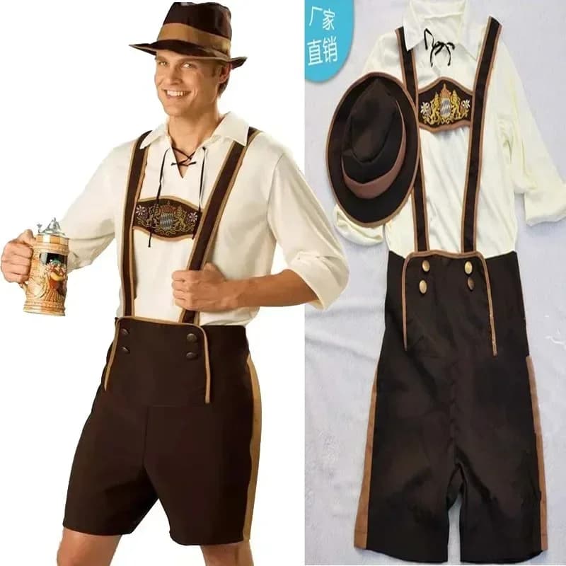 Halloween Hansel Bavarian Leather Pants Oktoberfest Men's Costume Munich German Festival Costume Man Cos Play Costumes
