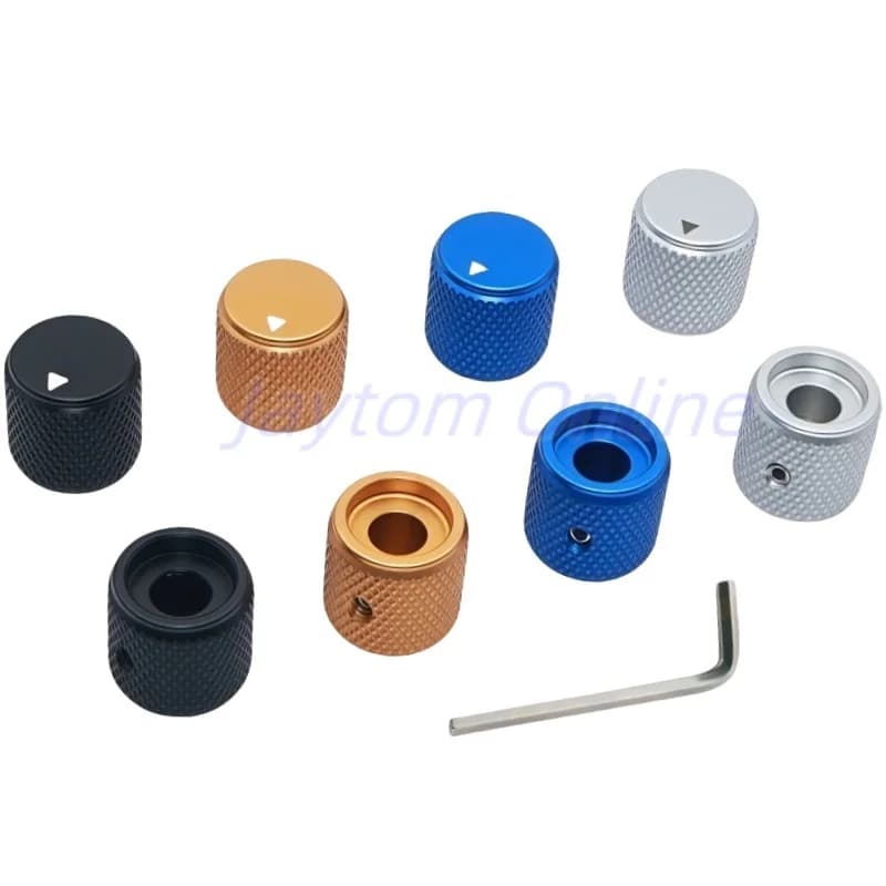 1pc 15x15.5mm Solid Aluminum Alloy Rotary Switch Cap Potentiometer Audio Amplifier Power Knob Round Hole 6mm Screw Type