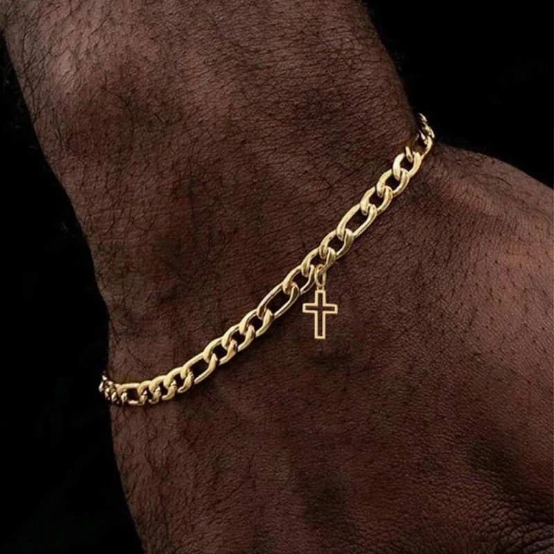 Bracciale con ciondolo croce di moda per uomo donna braccialetti cubani con croce cava color oro in acciaio inossidabile regali di gioielli punk hip-hop