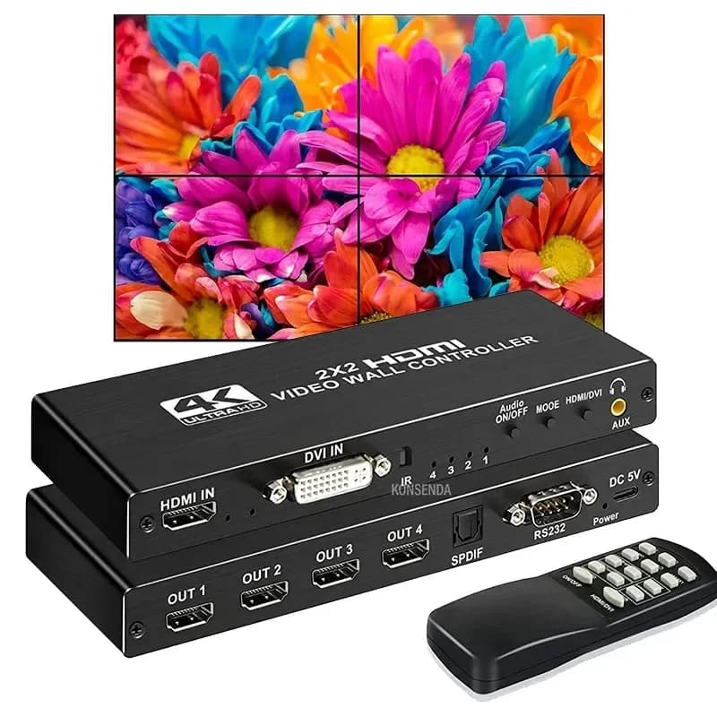 Controller per parete video HDMI 2x2 1080P Processore per parete video HDMI DVI 1x2 1x4 1x3 2x1 3x1 4x1 Giuntatrice per processore multi schermo video