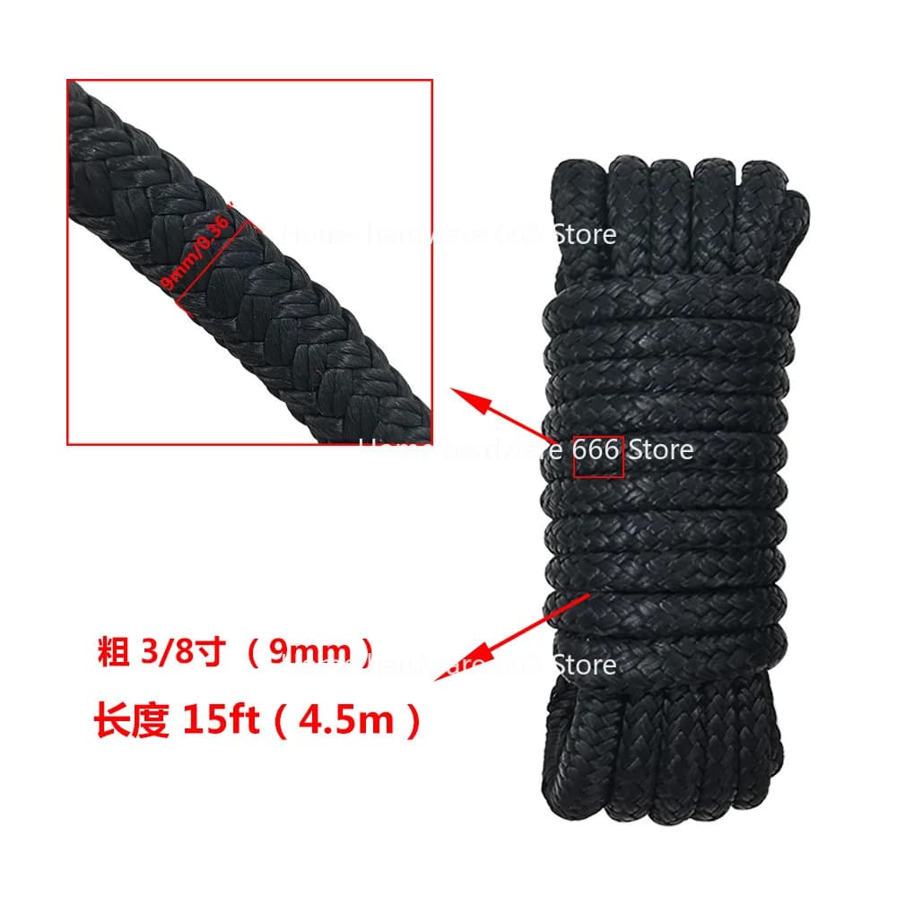 Corda di nylon intrecciata doppia blu-nera, corda a tre fili in nylon bianco, corda di ancoraggio, cavo di avvio, corda per yacht marino
