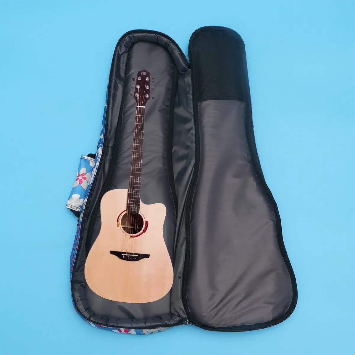 Cotton Padded Ukulele Carry Bag 21 Inch for Men Women Floral Plaid Double Shoulder Backpack Musical Instrument Bag (Sky-blue)