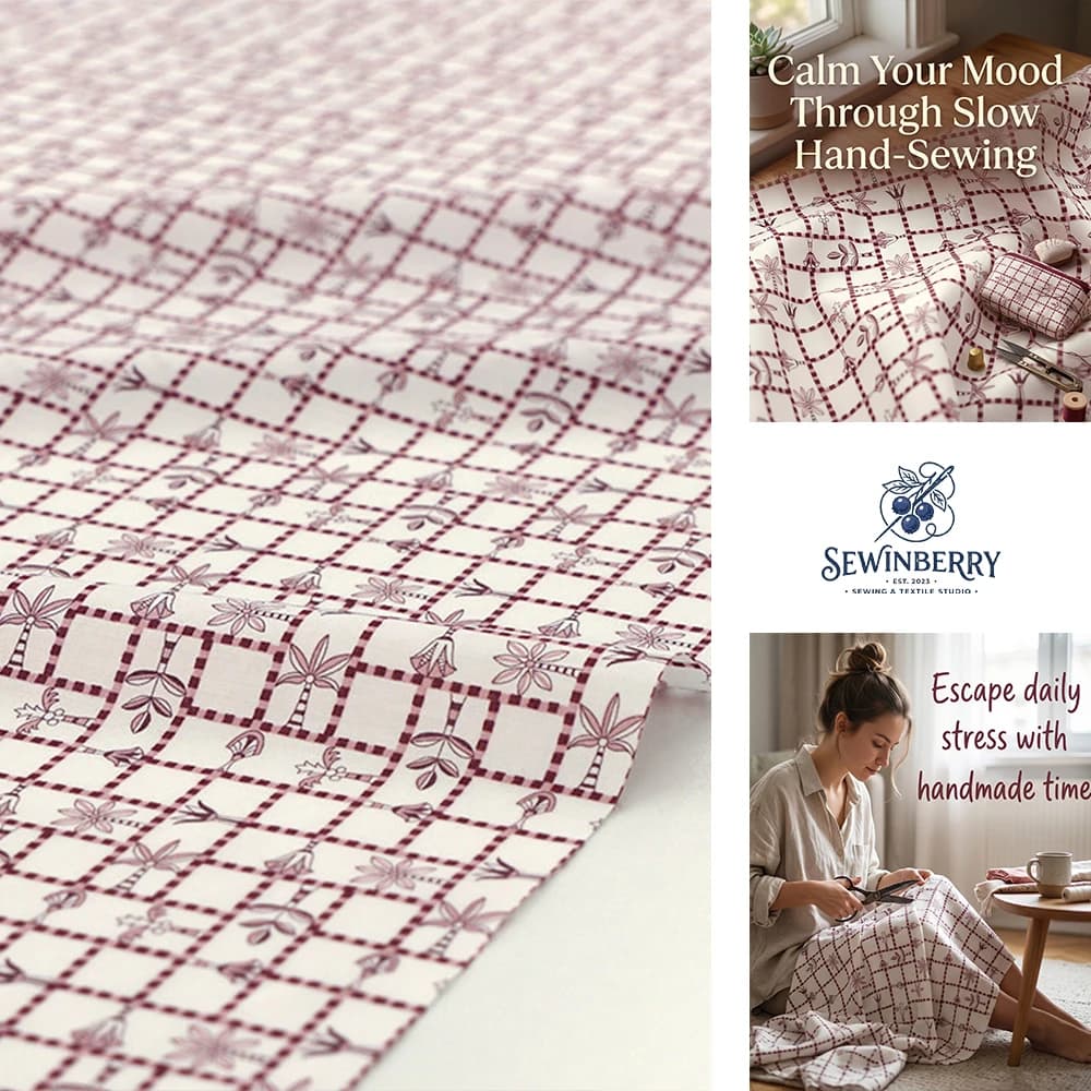Retro Pastoral Grid Floral Print Fabric Stress‑Relief DIY Sewing Material For Ladies Summer Dress Blouse Pillow Cover Patchwork
