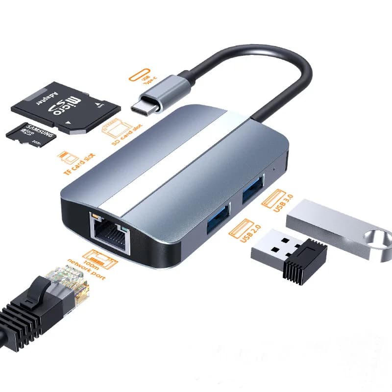 Scheda di rete da tipo C a RJ45 Hub USB 3.0, tablet, laptop, telefono cellulare Docking station USB cinque in uno