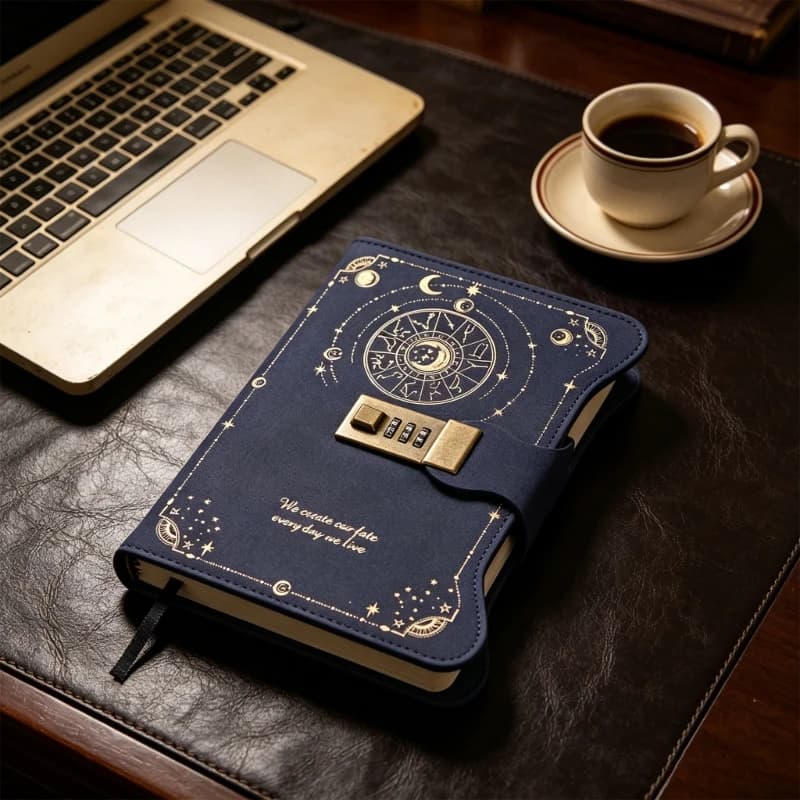 Retro PU Leather Diary with Combination Lock 360 Pages Travel Journal Hardcover Notebook For Daily Writing Note Taking K1KF