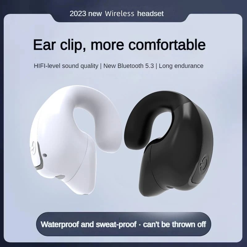 SK GD28 Cuffie TWS a conduzione ossea Bluetooth V5.3 Clip per l'orecchio Cuffie leggere per giochi sportivi aziendali con riduzione del rumore del microfono