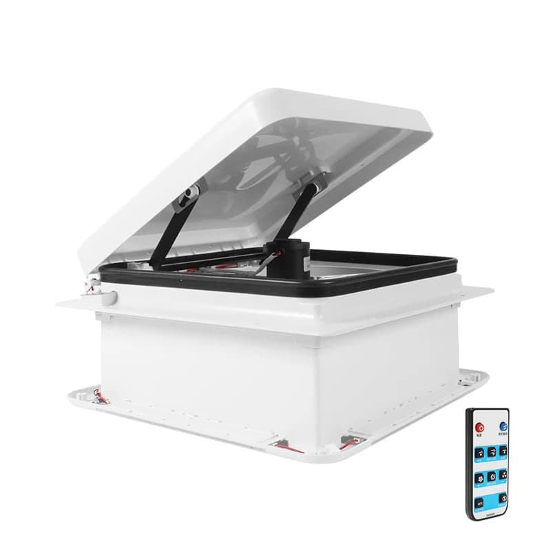 Ventilatore da Tetto Elettrico per Camper 12V 16 Pollici 400mm, 6 Velocità Regolabili con Luce LED e Sensore Pioggia, Ventola di Scarico per Finestra RV