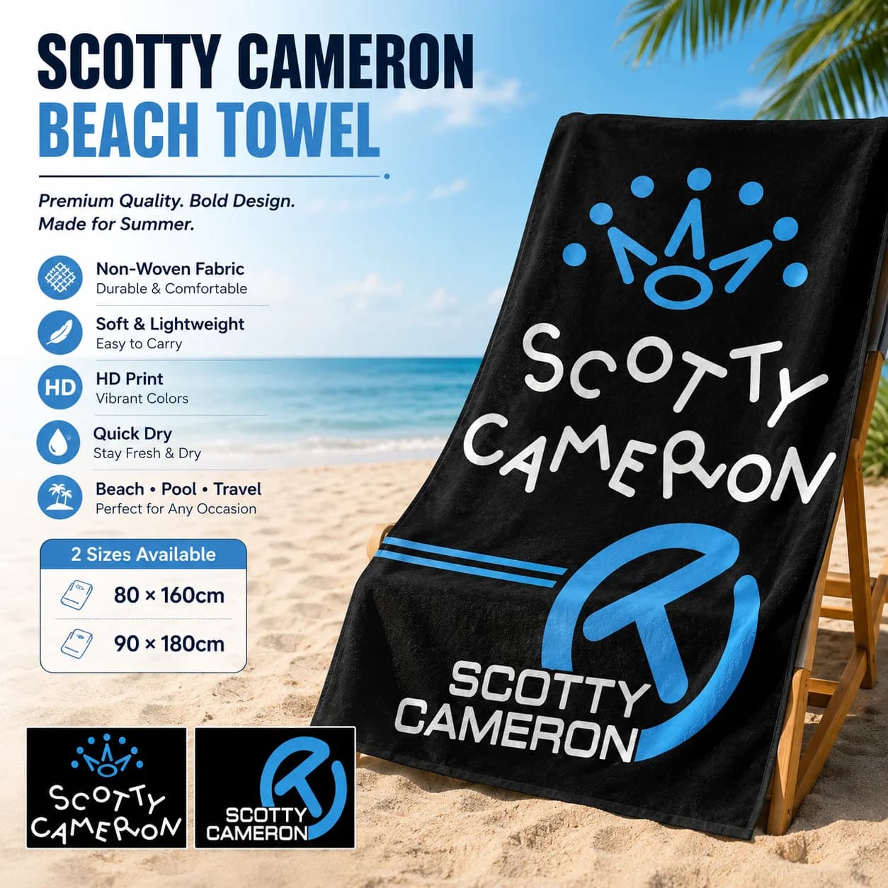 Asciugamano da Spiaggia in Microfibra S-Scotty C-Camerons, Asciugamano Sportivo Professionale a Stampa Piatta, Asciugamano Morbido ad Asciugatura Rapida per Yoga e Palestra, per Uomini e Adulti