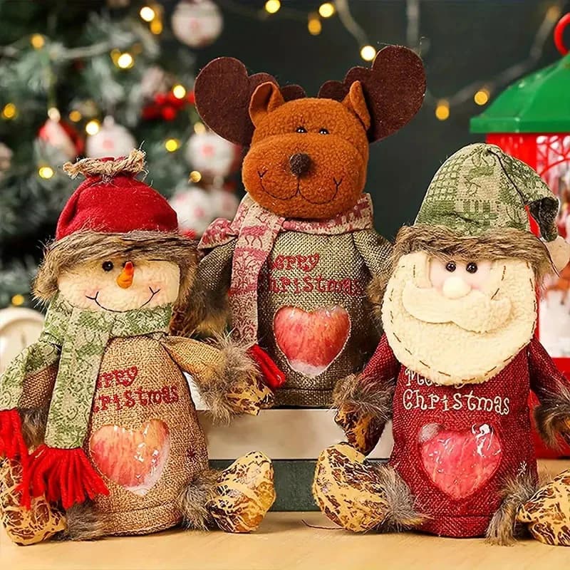 Borsa regalo di Natale riutilizzabile chic con design con cerniera per riporre caramelle