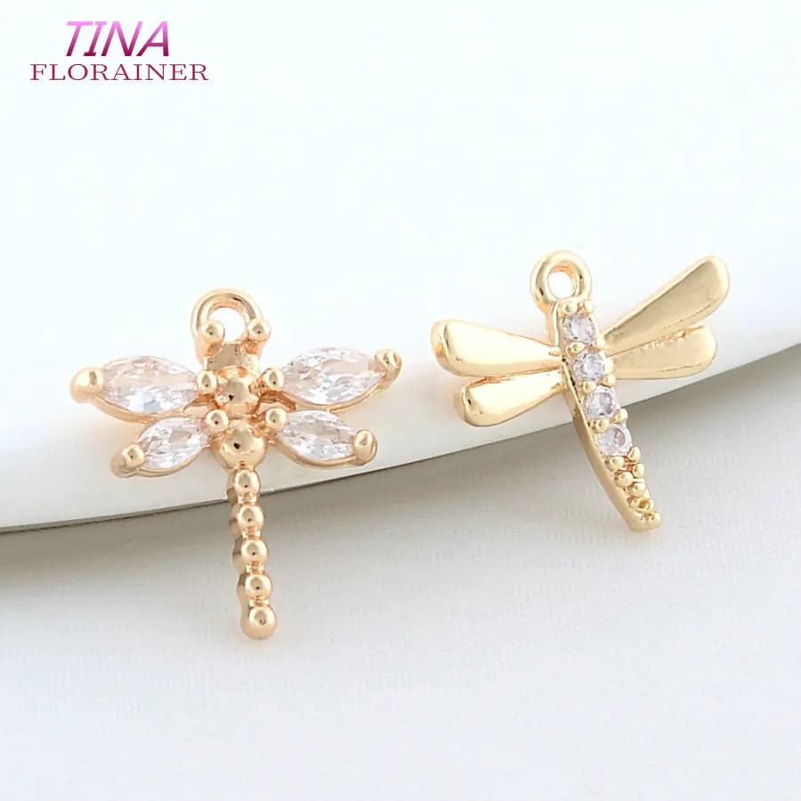 6PCS 15MM 14.5MM 18K Placcato Oro Ciondolo Libellula Per La Collana Accessori Fascino FAI DA TE Per Creazione di Gioielli Forniture