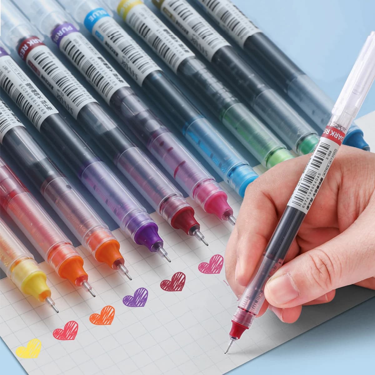 10 pcs Gel Pens 0.5mm Type of Needle Pens Straight Gel Pens Liquid Ball Color Chancellor School Writing Office