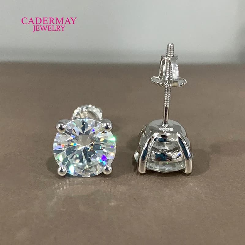High Quality 4 Prongs Screw Back 10mm 4ct D VVS1 Moissanite Diamond Earrings Stud 925 Sliver Moissanite Earrings For Women Men