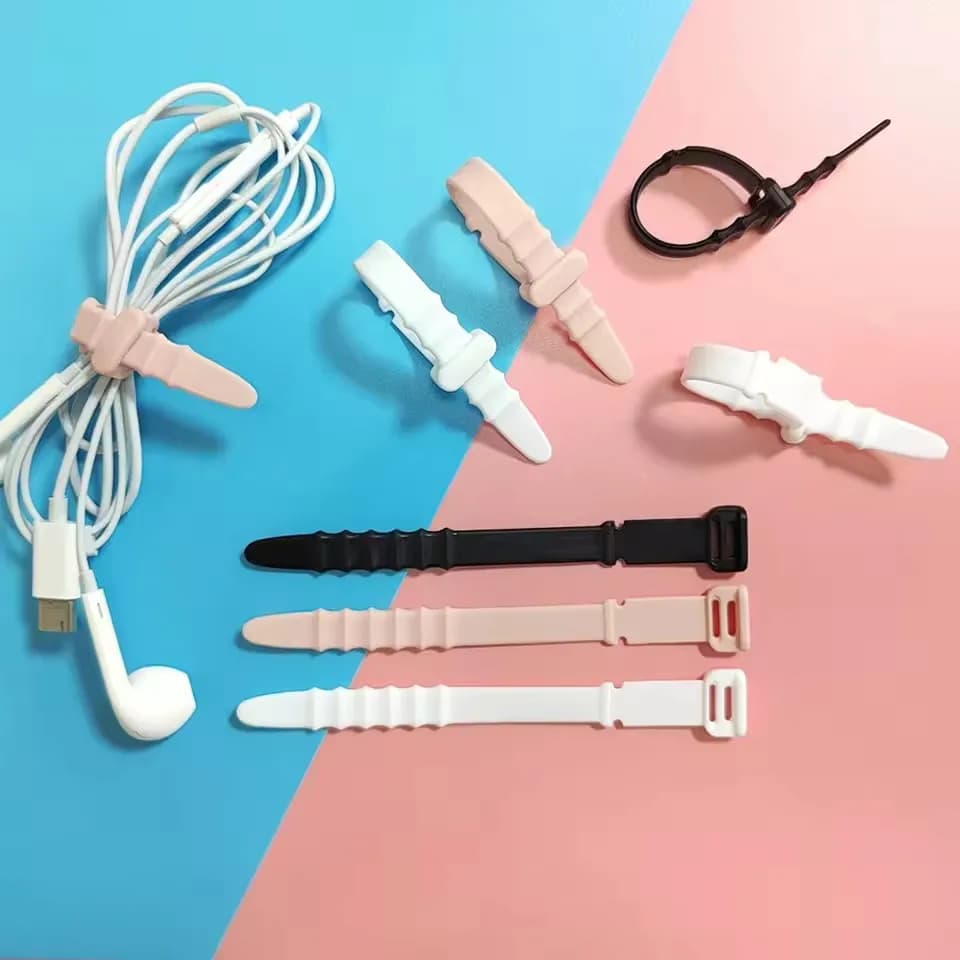 5Pcs Silicone Phone Data Cable Winder Earphone Clip Organizer Cable Tie For Mouse Headphone Charger Cord Holder Strap Desk Tidy