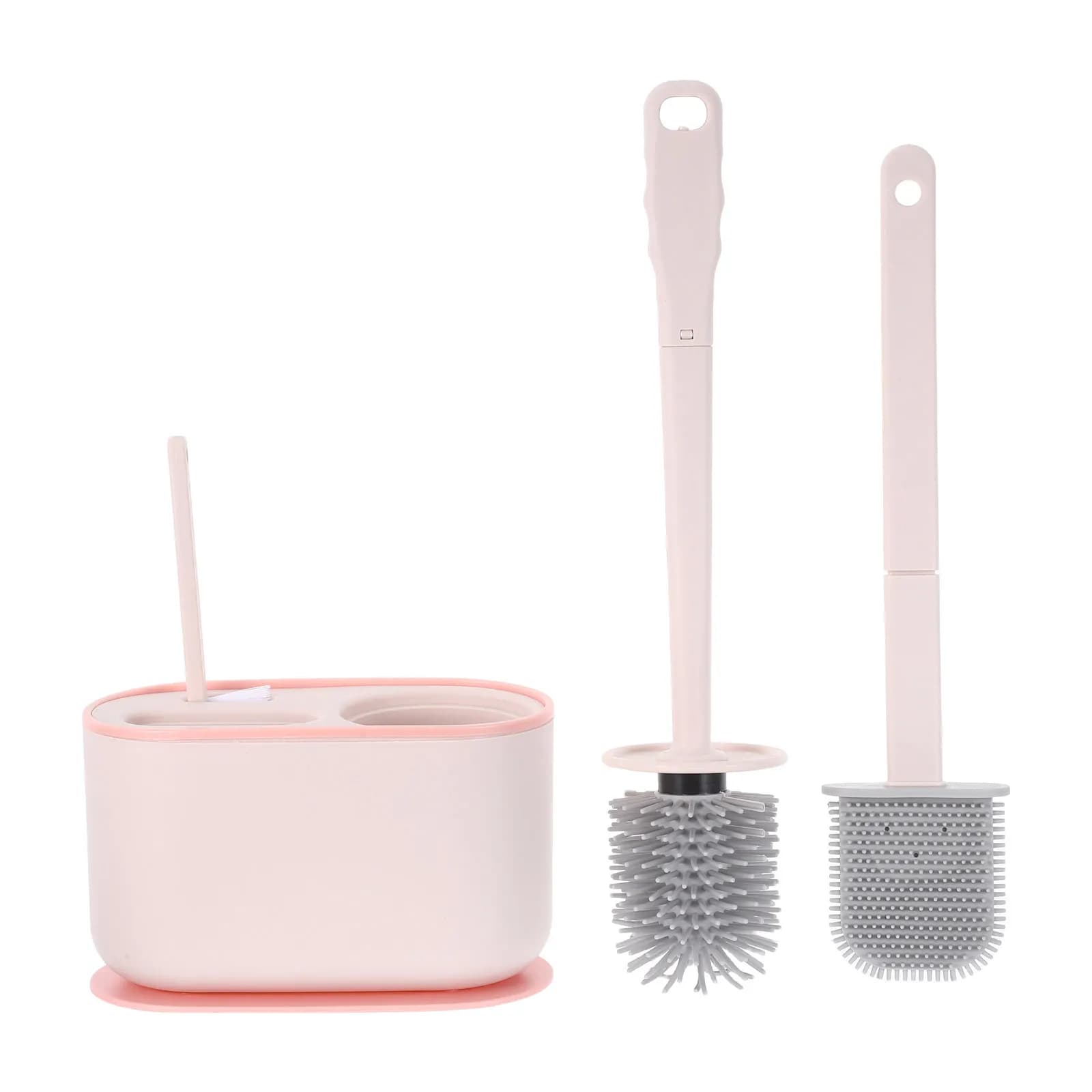 1 set di accessori per la pulizia del WC, kit per la pulizia con manico lungo rosa, spazzola riutilizzabile per la pulizia della vasca, accessori da bagno da appendere alla parete, WC