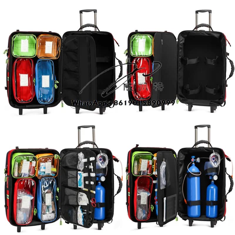 80L Large Emergency Medical EMS Trauma Nurse Backpack First Aid Kit Tactical Combat Bag EMT Survival Medic Kit Trolley Luggage