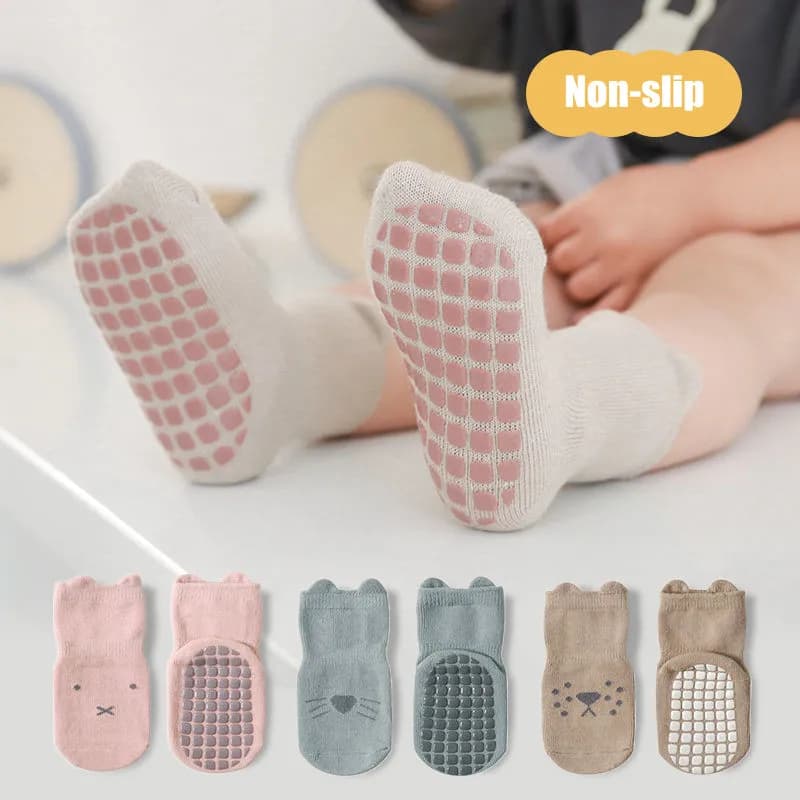 Calzini per bambini Calzini antiscivolo per animali simpatici cartoni animati per neonati Calzini da pavimento per neonati e ragazzi 0-3 anni
