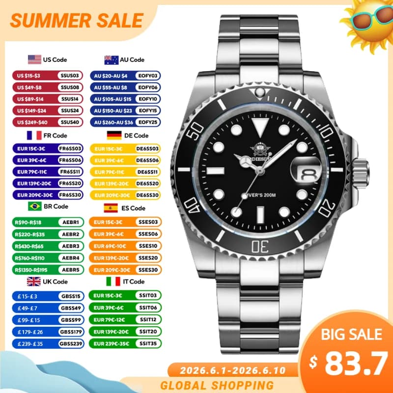 High Gamma ADDIESDIVE Mechanical Watch with Sapphire Glass, Luminous Ceramic Garter, Men's Automatic, Waterproof 200m, Fashion Steel Watch