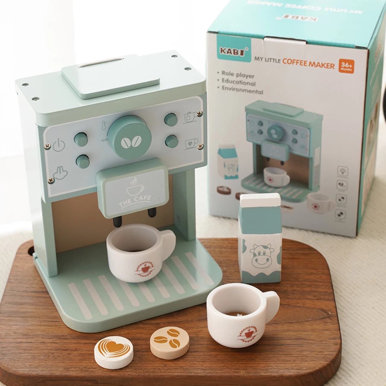 Set di giocattoli da cucina per bambini Set di caffettiera in legno Simulazione di biscotti Giochi di finzione Giocattoli educativi Regali per ragazze Ragazzi