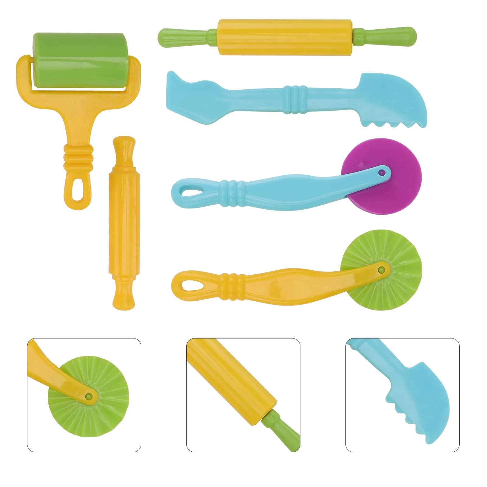 1Set Clay Dough Tools Kit Durable Plastic Colorful Accessories for Kids Cutting Shaping Rolling Pressing Clay Creative Play
