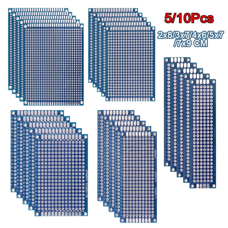 5/10PCS PCB Card Prototype Blue Edge 2x8/3x7/4x6/5x7/7x9cm Double-sided circuits for DIY welding project