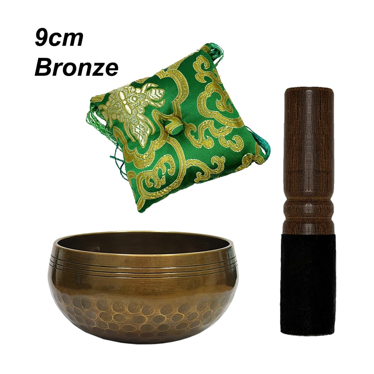 Miwayer Singing Bowl for Meditation – 9cm Diameter, 5cm Height, Ancient Copper Finish, Includes Green Cushion & Leather Mallet