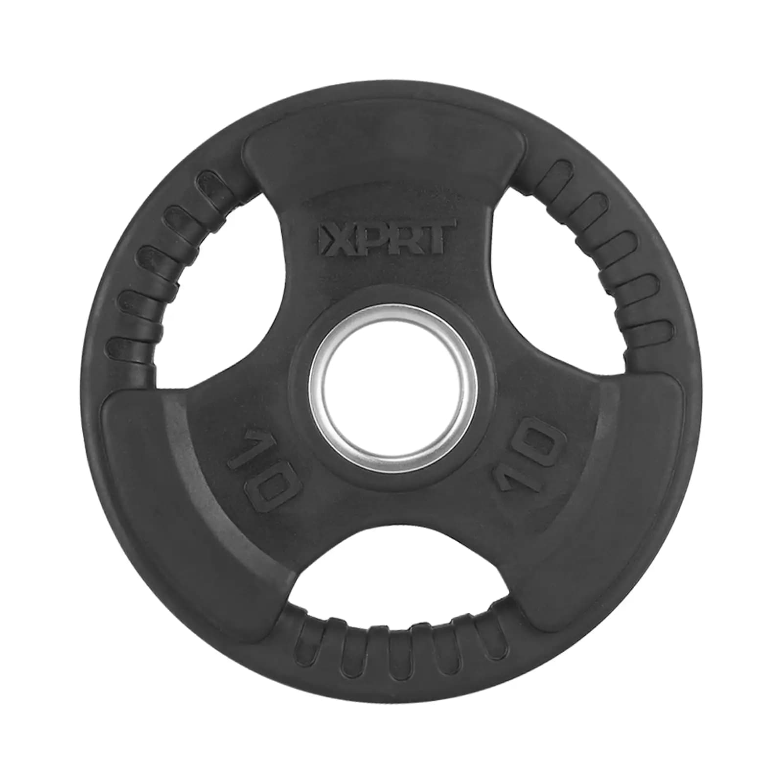 Rubber coated weight plates with 2 inch handle for weight lifting, single 10 pounds