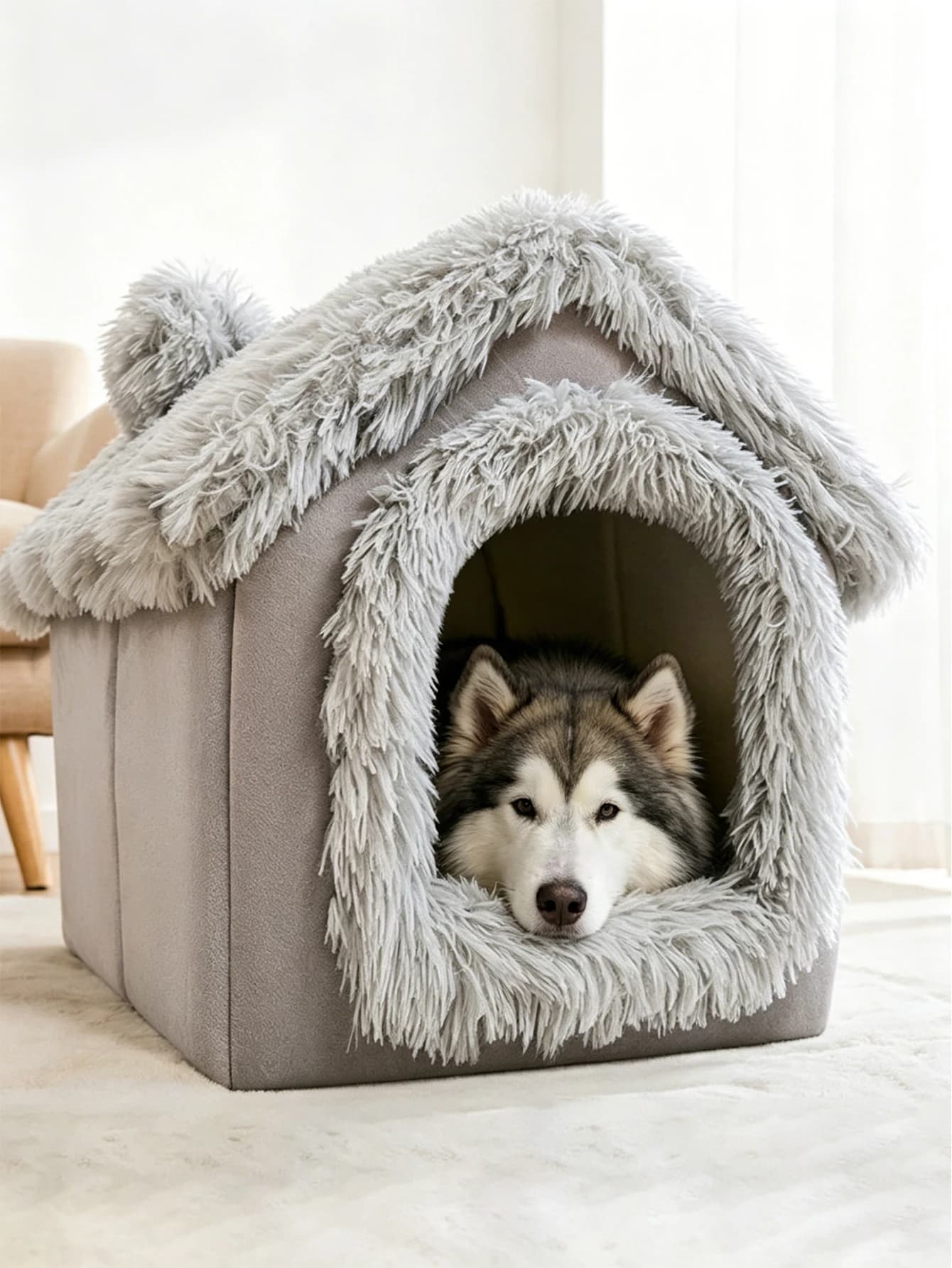House Shape Pet Bed Kennel, Cozy Cave Style Tent Bed Dog Supplies Dog Kennel, Warm Enclosed Pet Supplies for Dogs and Cats
