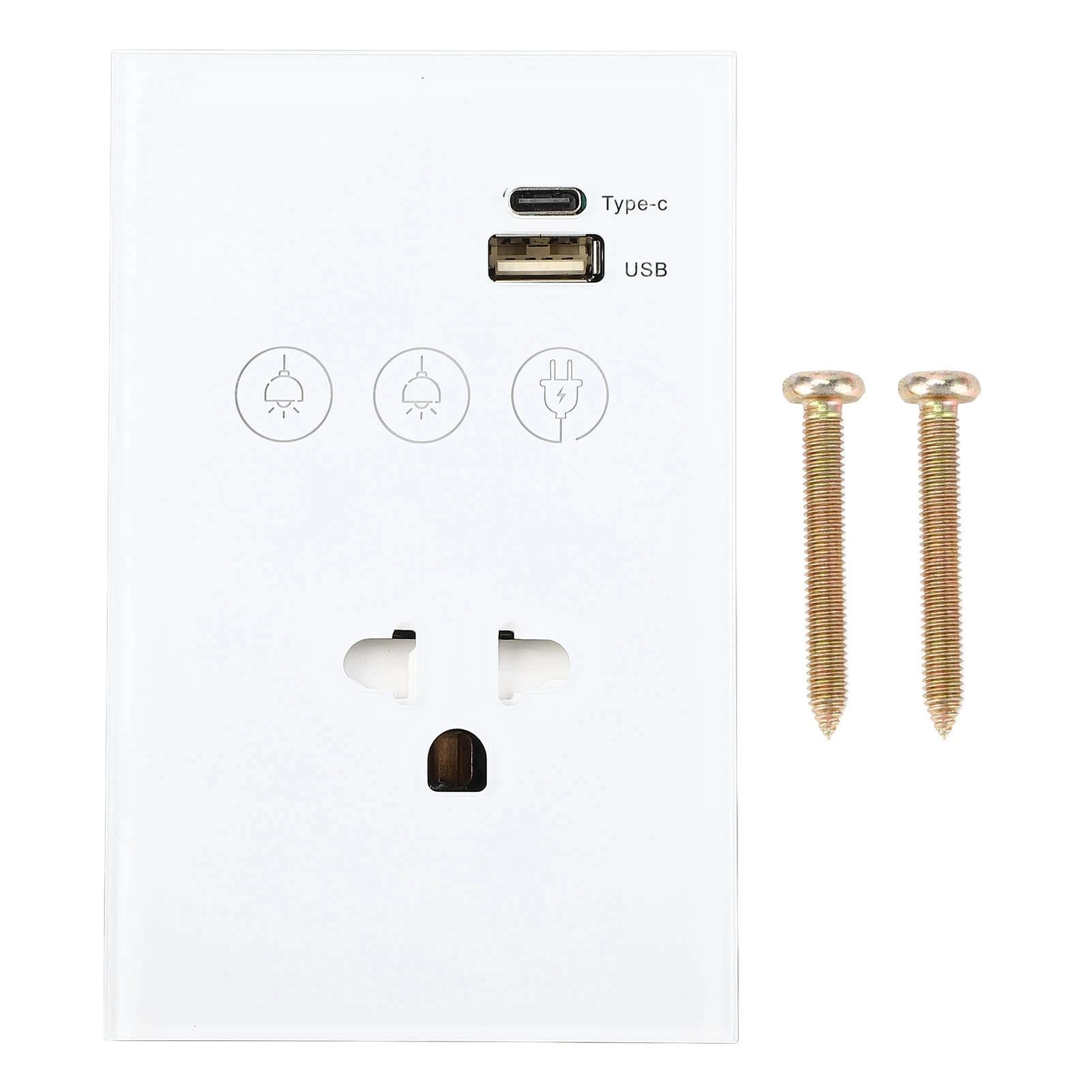 Presa Intelligente da Parete con WiFi 2.4G, Interruttore Touch, Controllo Vocale Remoto, Presa Smart con Porta USB e Type C per Ricarica, Compatibile con Siri