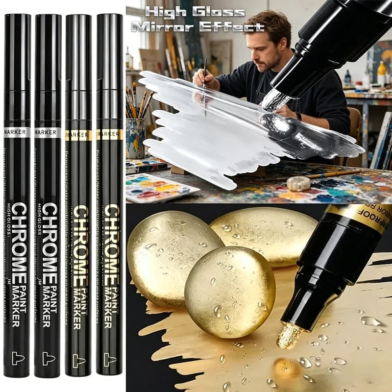 20/1 Pezzi Pennarello Metallizzato Cromato in 2 Colori, Penna a Specchio Impermeabile da 2mm per Riparazione di Roccia, Ceramica e Vetro, Forniture per Pittura Artigianale