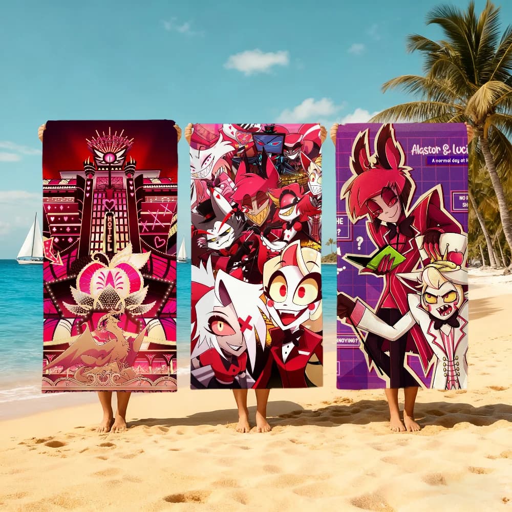 Asciugamano H-hazbin anime carino H-hotel, asciugamano da spiaggia ad asciugatura rapida, morbido, da piscina, regalo per viaggi, palestra, doccia, campeggio, sport