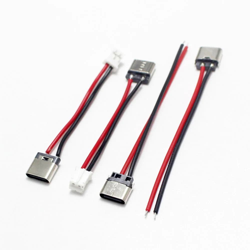 1-10 pz USB Tipo-C 2Pin Orizzontale/ Verticale 2P PH2.0 Semplice Saldato Maschio Plug-in Scheda Presa di Ricarica Rapida USB-C connettore