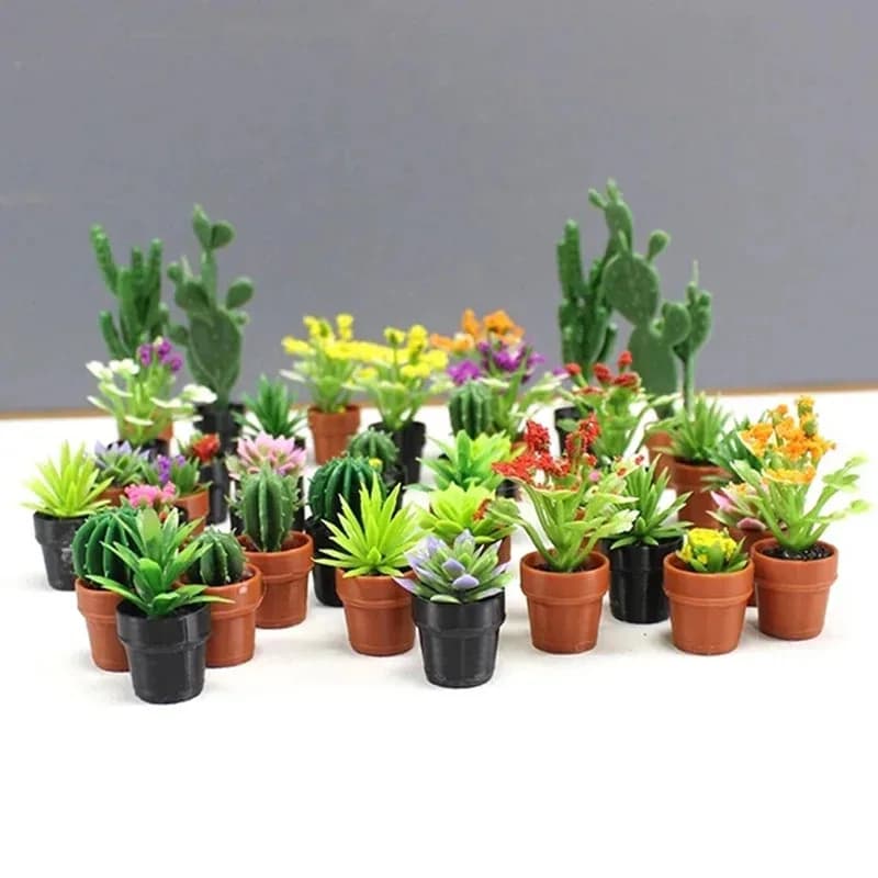 Mini Vaso per Fiori in Miniatura, Modello di Pianta in Vaso, Decorazione per Modellini Fai-da-Te, Piante Verdi per Tavoli in Sabbia e Layout di Case