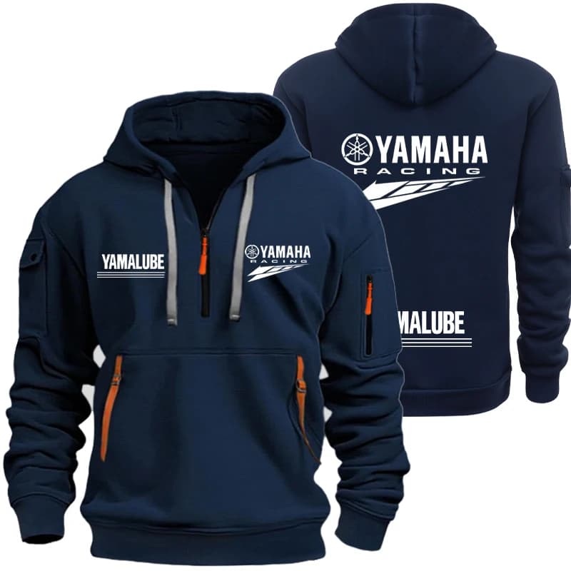 Felpa con cappuccio da uomo Yamaha primavera/autunno con cerniera e tasche multiple, maglia girocollo, felpa sportiva da uomo per il tempo libero all'aperto