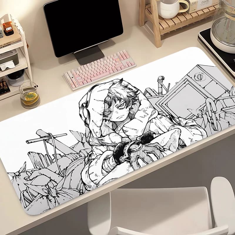 Tappetino per mouse Computer da ufficio Tappetino da scrivania anime in bianco e nero Gachiakuta Tappetino per tastiera da tavolo Accessori per tappeti per laptop Tappetino per mouse da gioco
