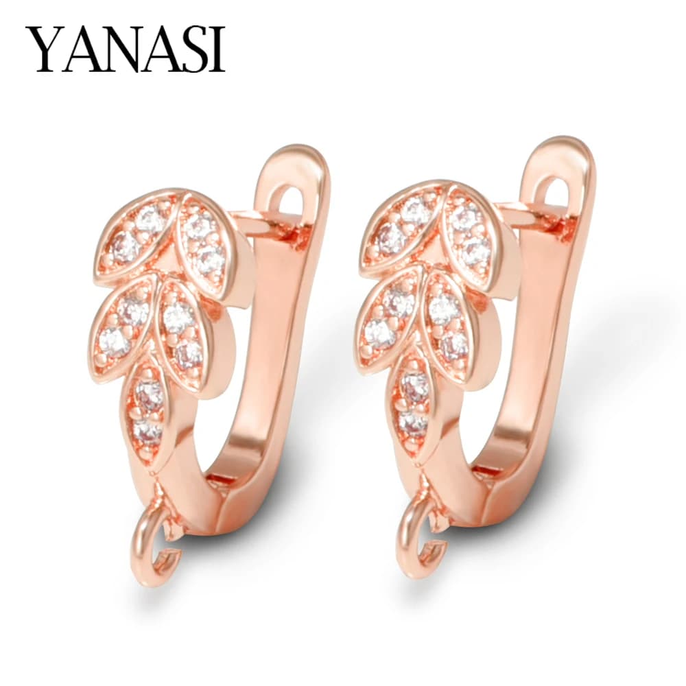 YANASI NEW 4 Colors 18K Gold Plated Brass Metal Earwires,Earring Fixtures,Inlaid Zircon Earring Hooks,Earring Making Supplies