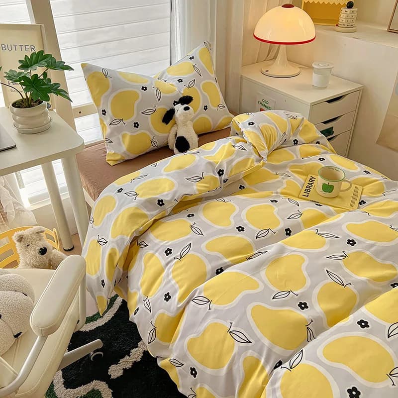 Bed linen set printed with cute cartoons Super soft and delicate bed linen on the skin, summer bed linen, baby blanket, pillowcase for the house
