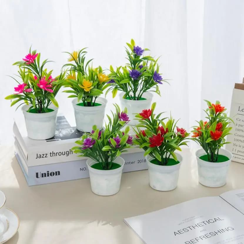 Vaso per Bonsai con Fiori Artificiali per Decorazione Casa, Mini Vaso Ornamentale per Festival, Matrimoni, Piante da Bagno e Davanzali