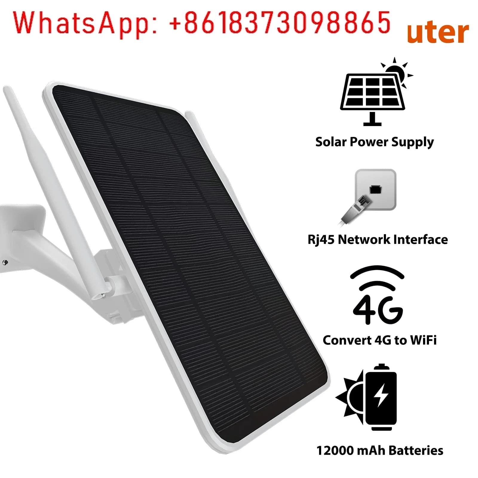 Router solare 4G da 6W; ripetitore WiFi; router 4G alimentato a energia solare tutto in uno; portata WiFi 50M; impermeabile IP66; batterie totali da 12000mAh