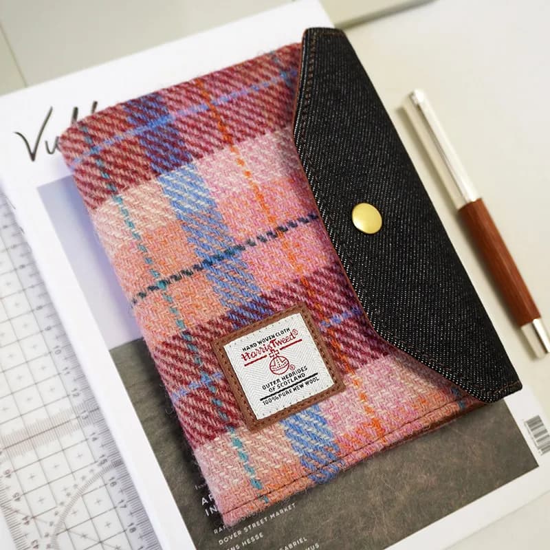 Quaderno a pagine fisse A6 in lana Harris Tweed, diario, agenda vintage, articoli di cancelleria eleganti, regali, facile da trasportare