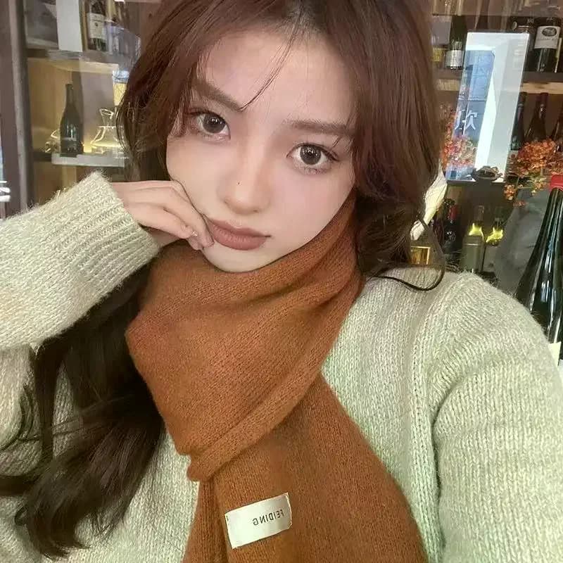 Lovely Single Hue Plush Weave Scarf; Glacier-resistant Neckguard, Pupil Neckwear, Stylish Fashion Element, Noel