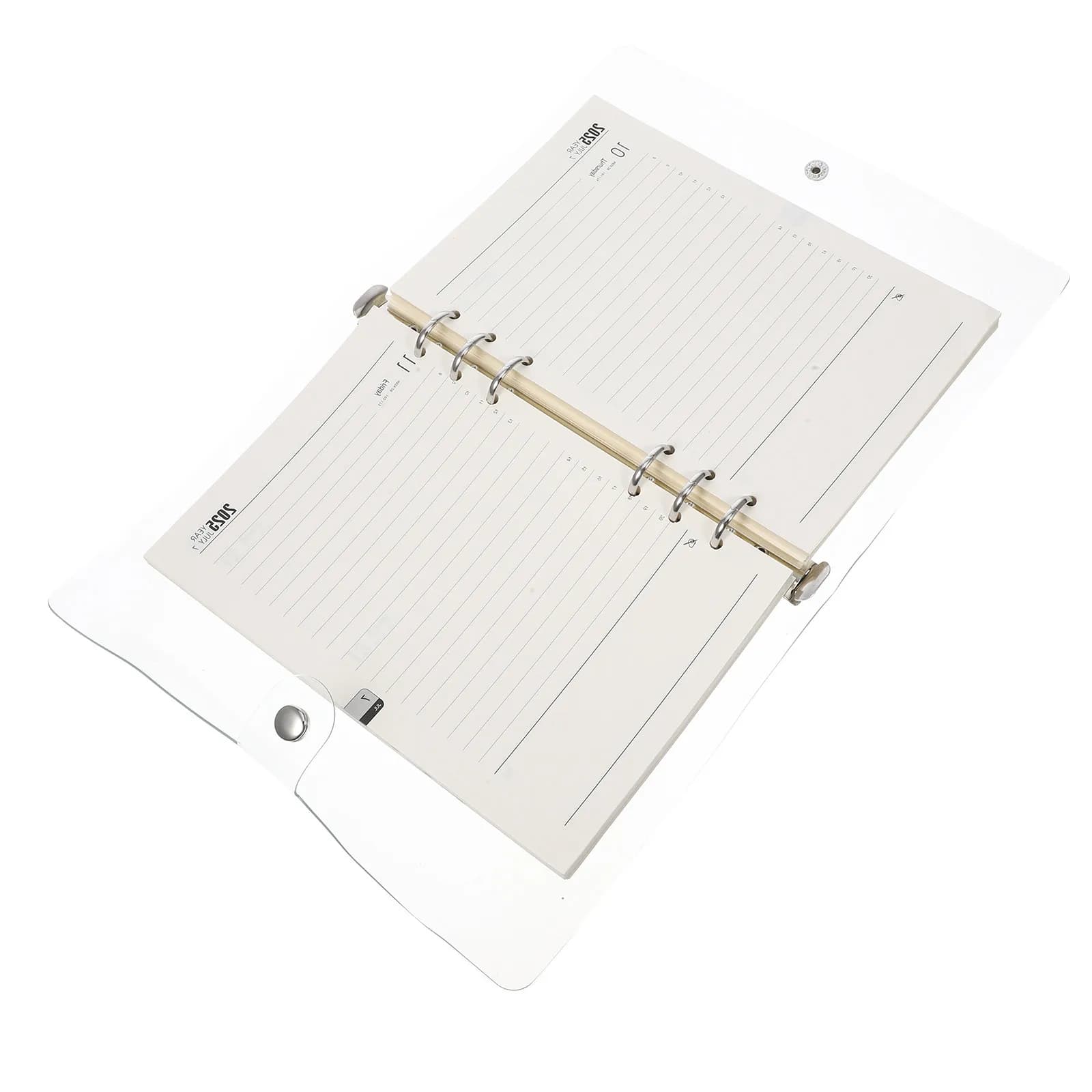 Agenda A5 con Copertina in PVC, Anelli in Acciaio Inossidabile e Carta Liscia per Scrittura Fluida, Organizer Giornaliero per Ufficio e Casa