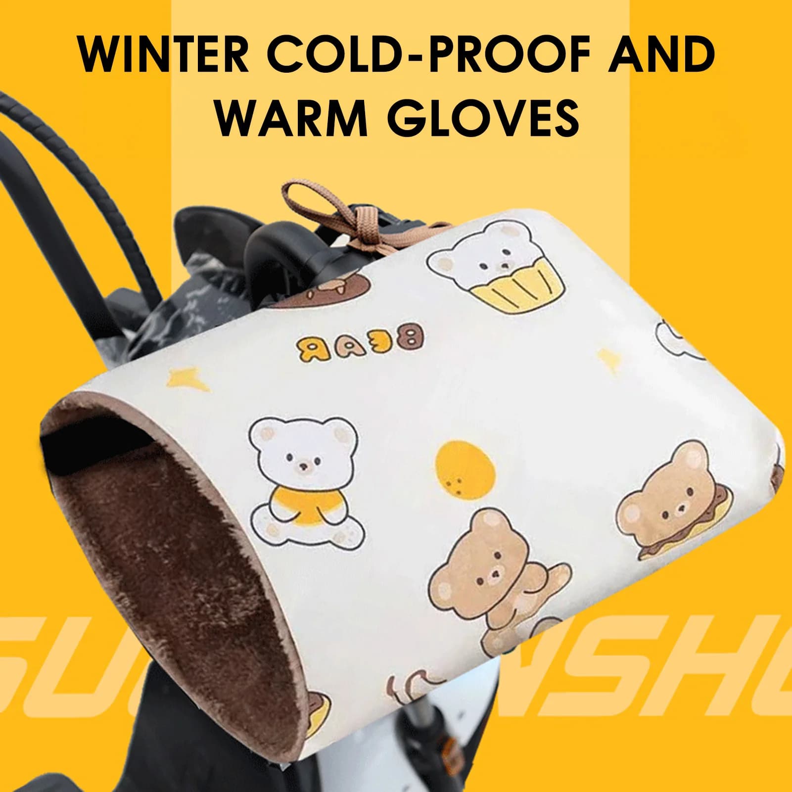 Guanti da manubrio caldi per esterni Bici elettrica Moto Scooter Guanti da manubrio in peluche sottili Guanti caldi da ciclismo