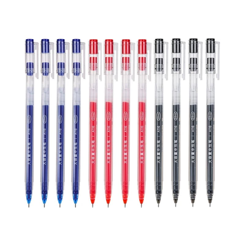 Deli 12 pz 0.5mm Nero/Blu/Rosso Inchiostro Grande Capacità Penna Gel ad asciugatura rapida Cancelleria Scuola e Forniture Per Ufficio Firma Penna regalo