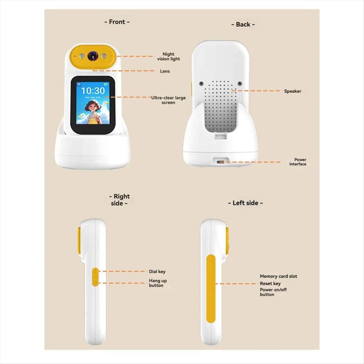 Nuovo 360 ° Telecamera per baby monitor WiFi rotante con rilevamento del movimento Videochiamata Sicurezza interna Visione notturna Audio bidirezionale Spina europea
