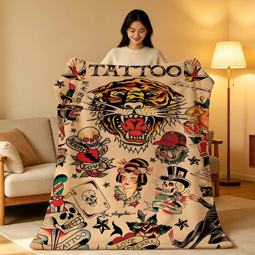 Brand E-Ed H-Hardy Throw Hot High-Density Short Plush Blanket Soft Skin-Friendly for Sofa Nap Air-Conditioned Room