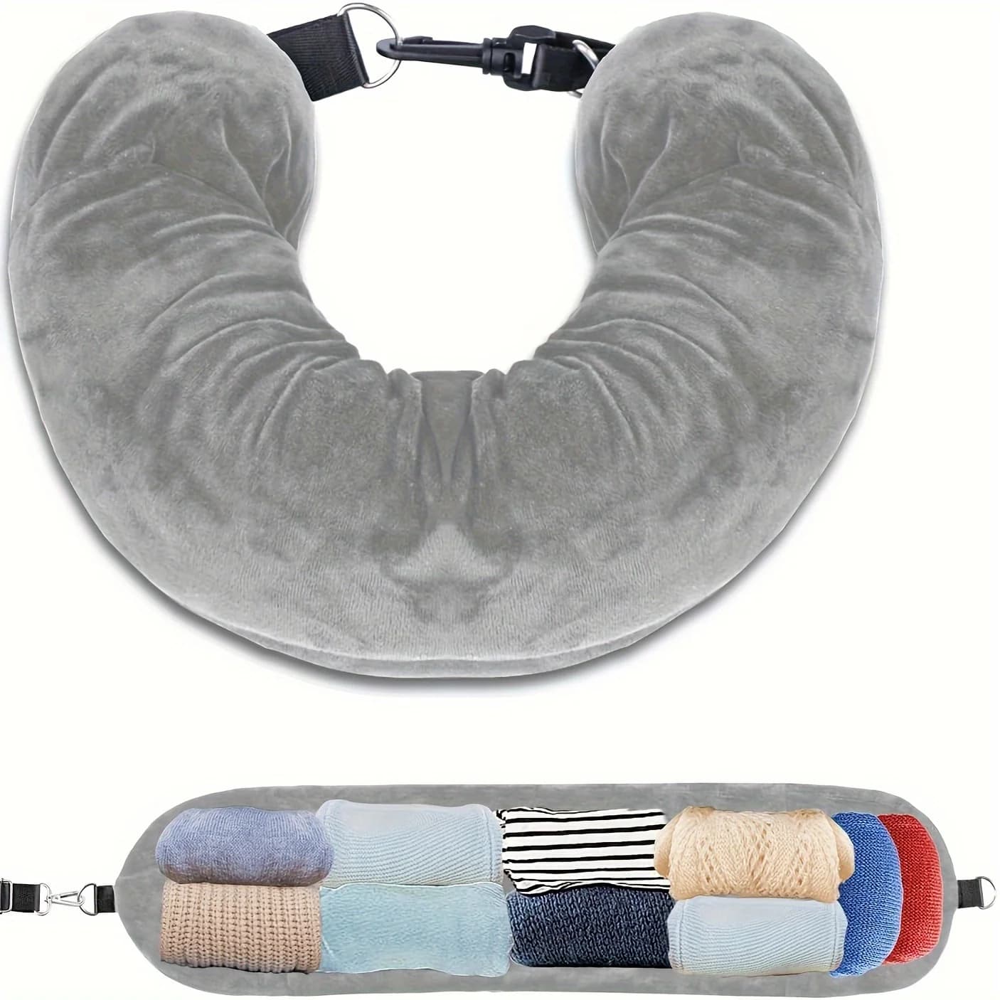 Cuscino da Viaggio a U, Riempibile e Leggero, Essenziale per Voli, Viaggi e Picnic