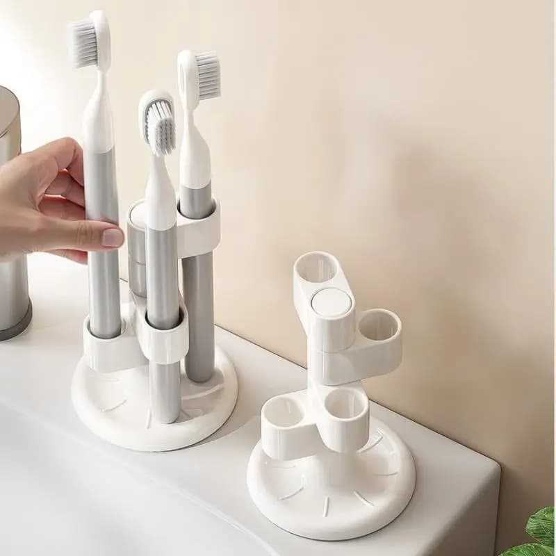 1pcs Rotating Toothbrush Holder Bathroom Desktop Toothbrush Storage Rack Makeup Brush Pen Organizers Bathroom Accessories